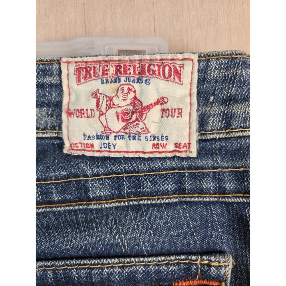 True Religion Joey Jeans Womens Fits 27x32 Mid Wash Super-T Flap Low-Rise Flare